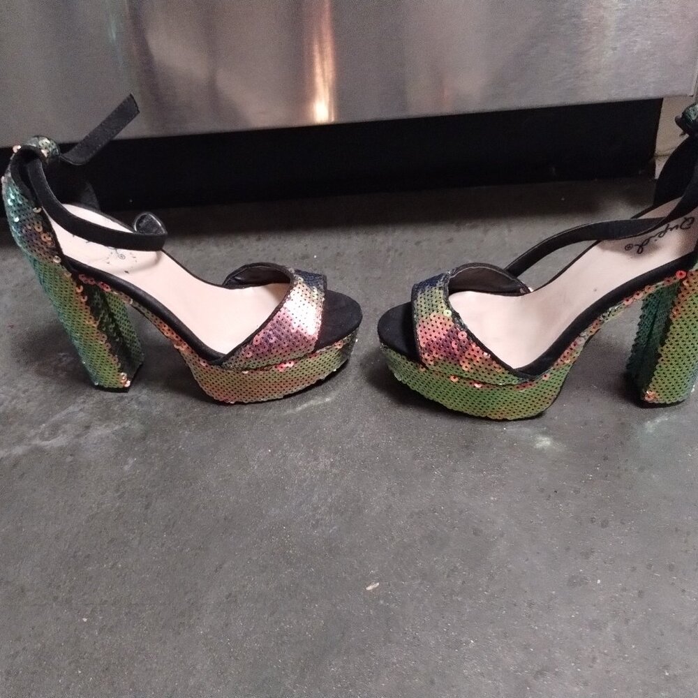 Qupid Sequin Platforms